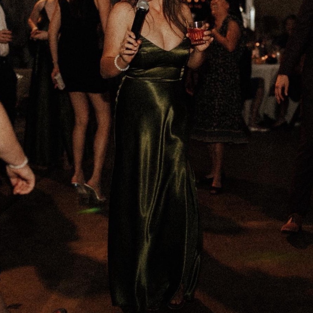 XS Birdy Grey Jay Satin Dress - Olive